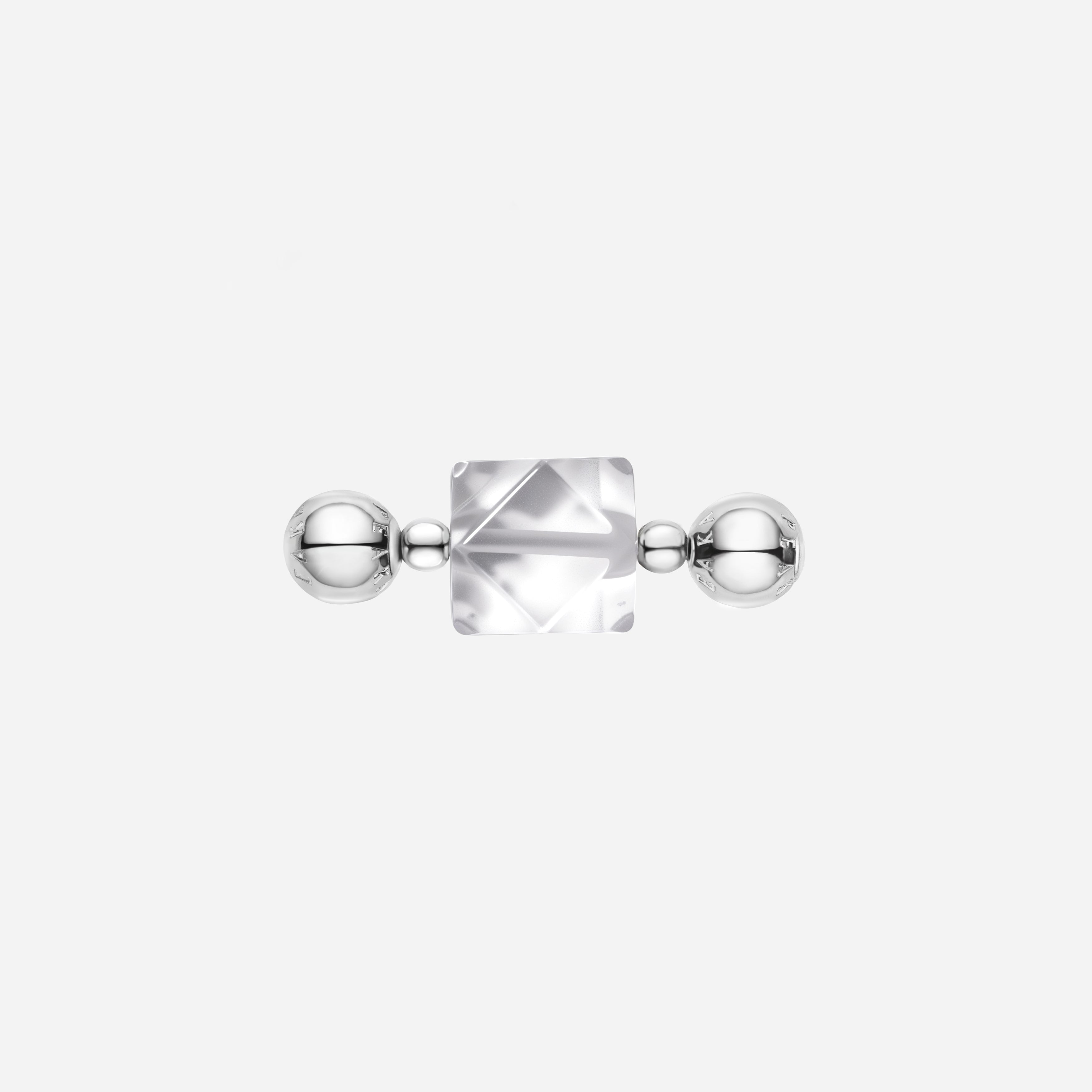 Diamond-cut Squared Clear Quartz Charm