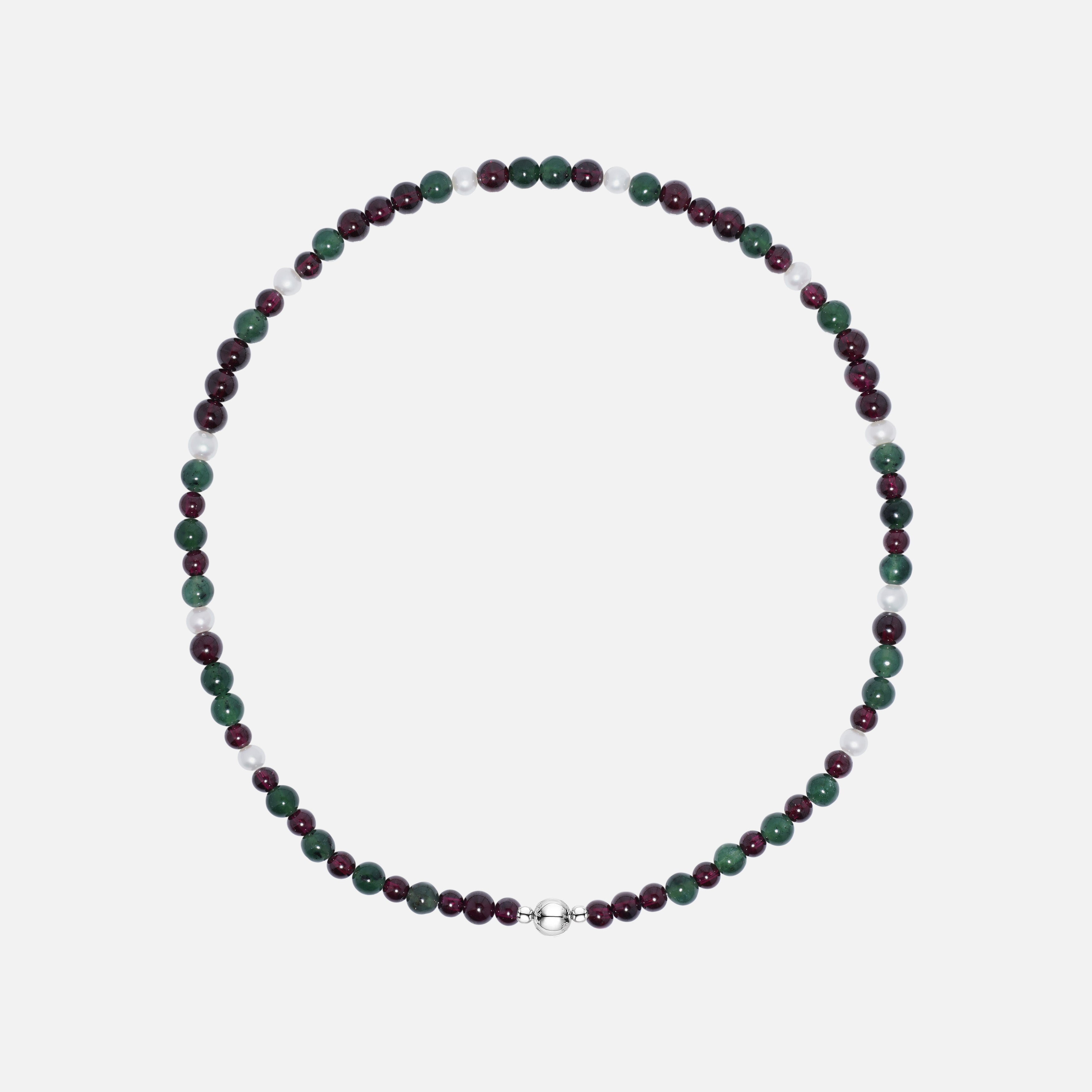 Garnet, Pearl & Jade Necklace