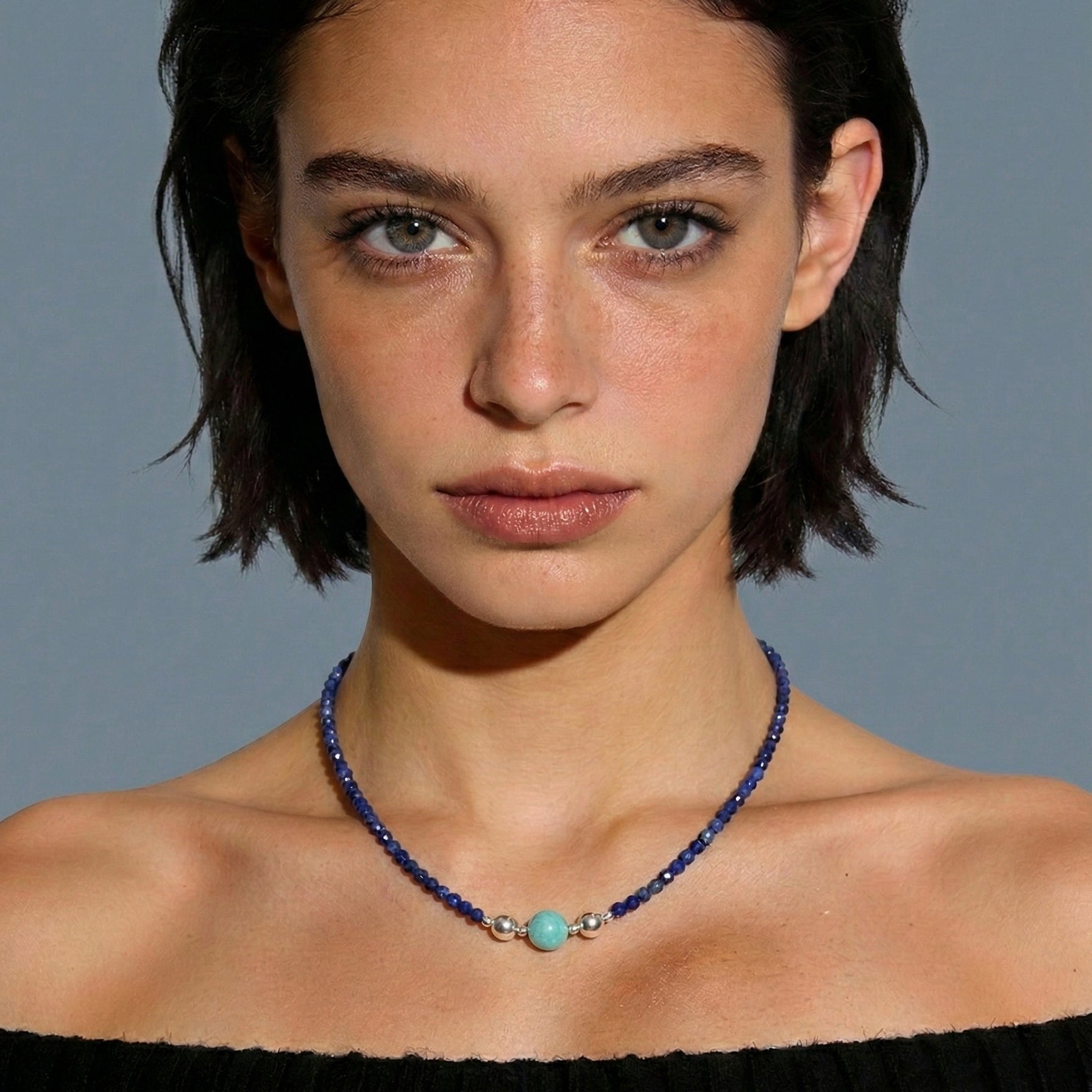Lapis Lazuli Necklace with Amazonite Charm