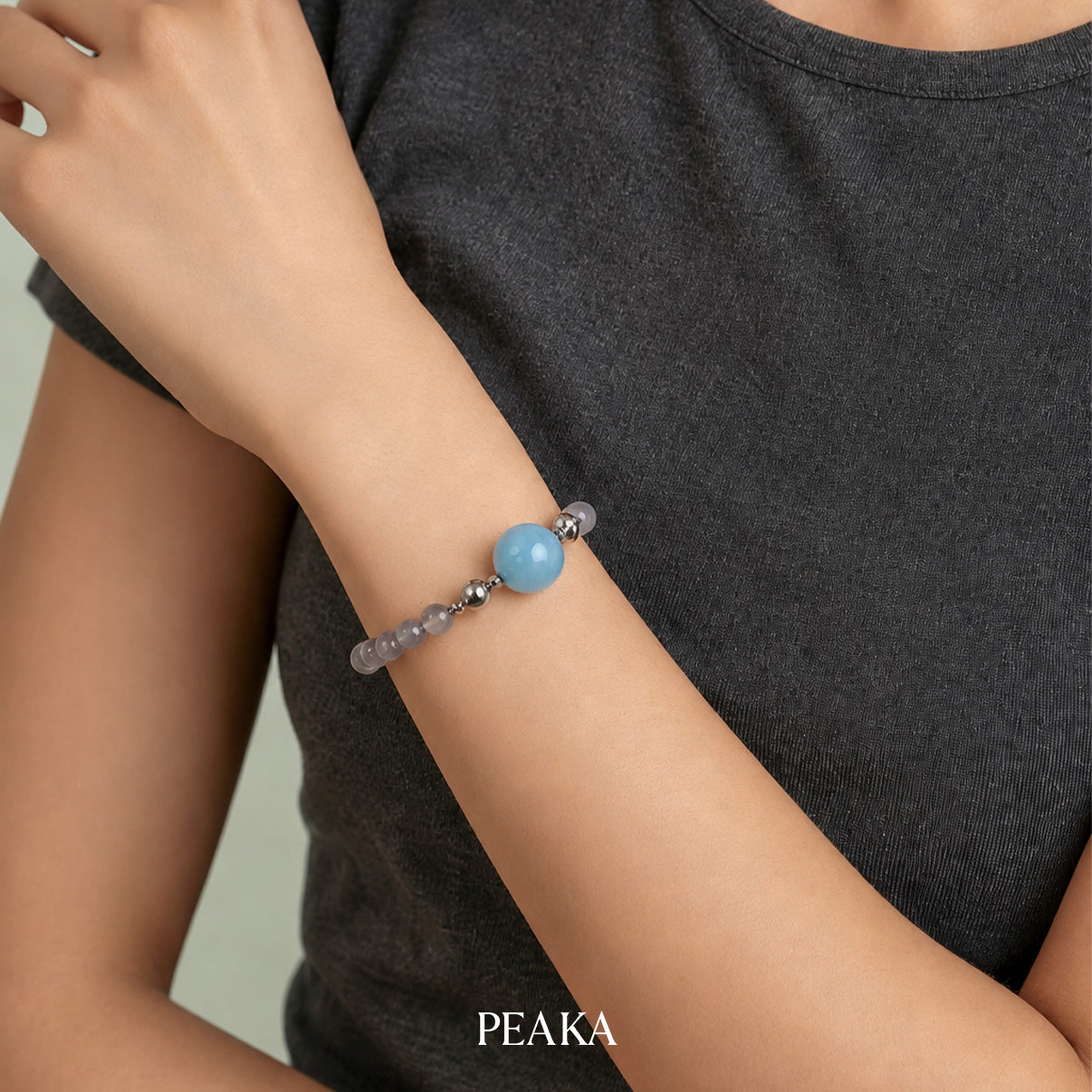 Aquamarine Charm & Moonstone Bracelet