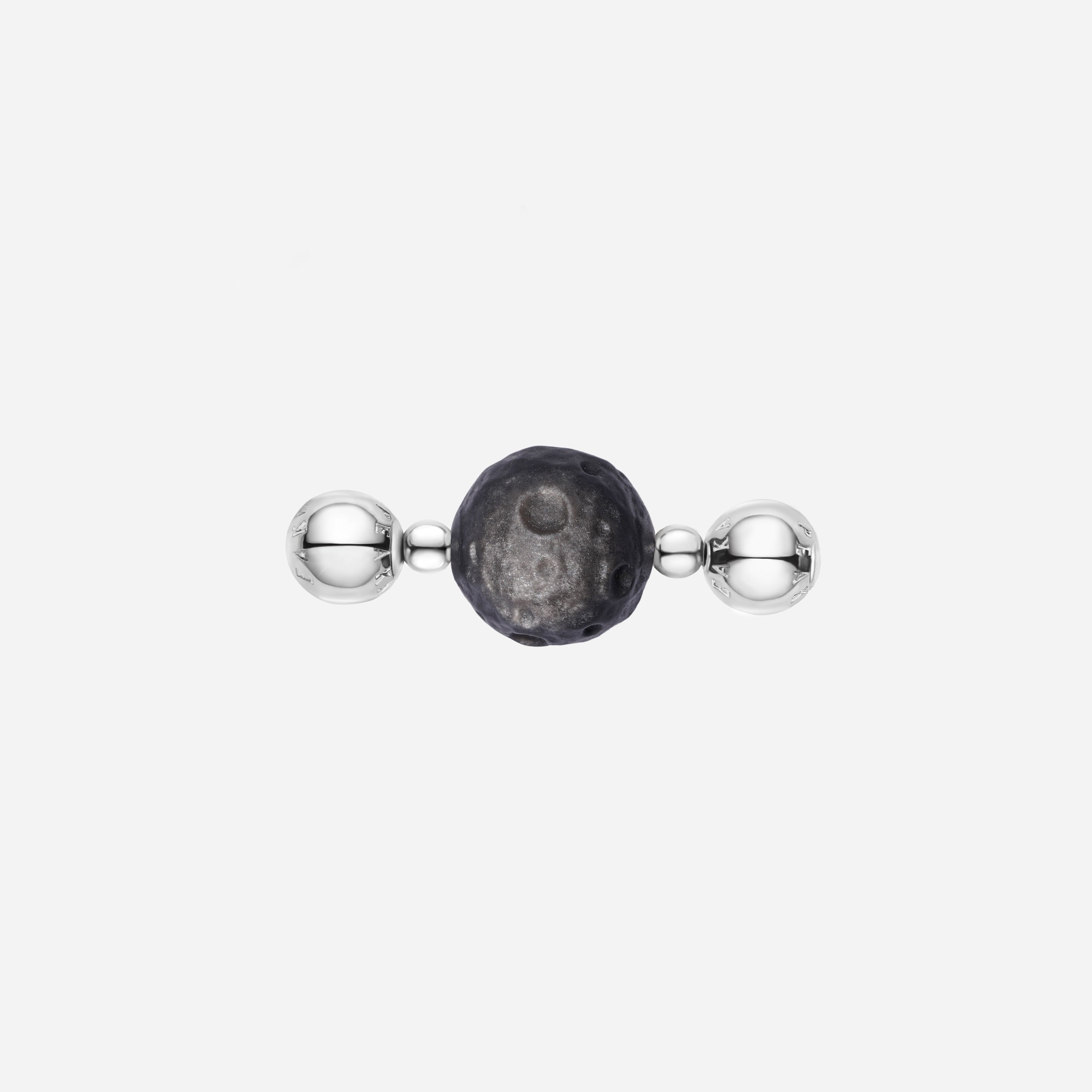 Silver Obsidian Moon Charm