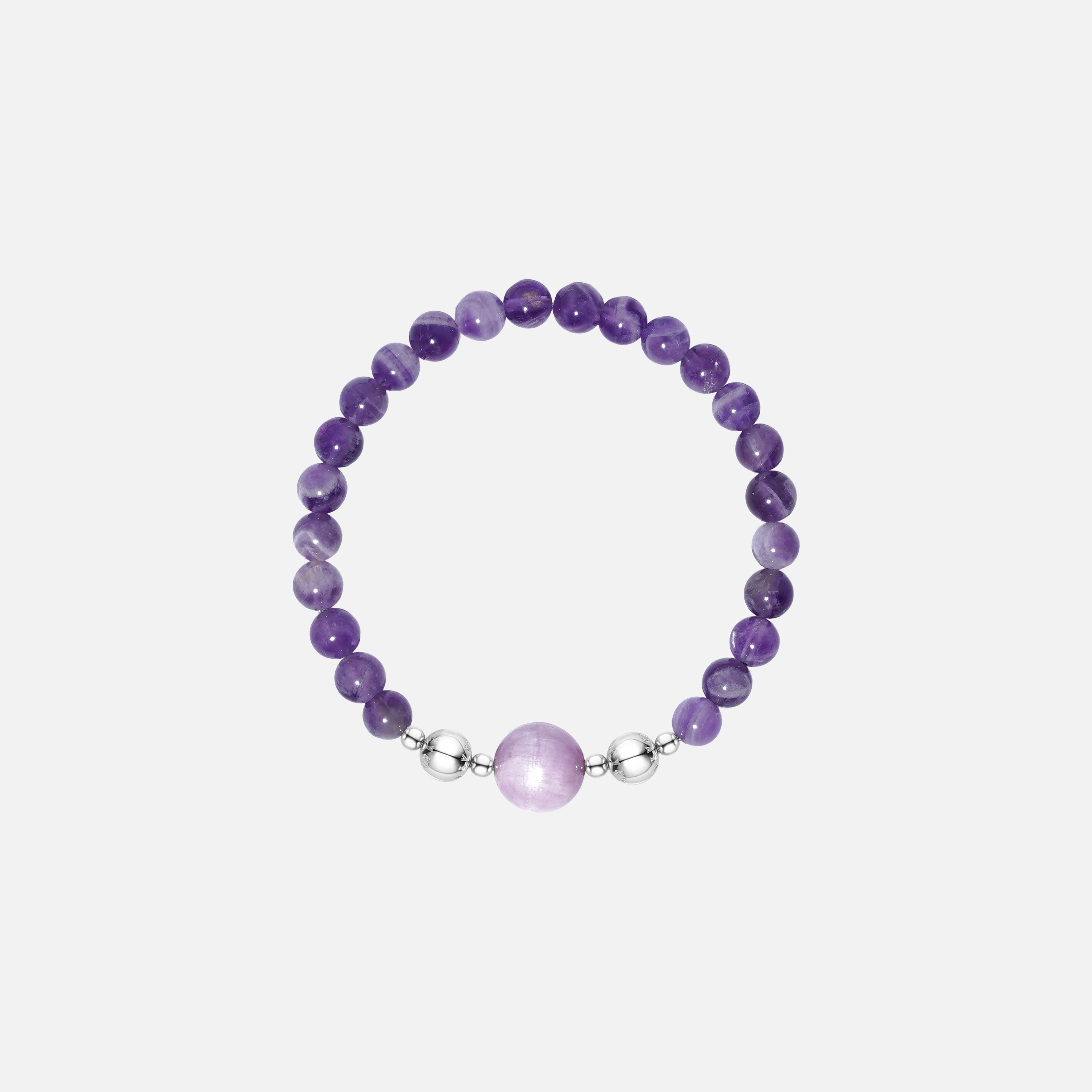 Amethyst Bracelet & Lilac Kunzite Charm