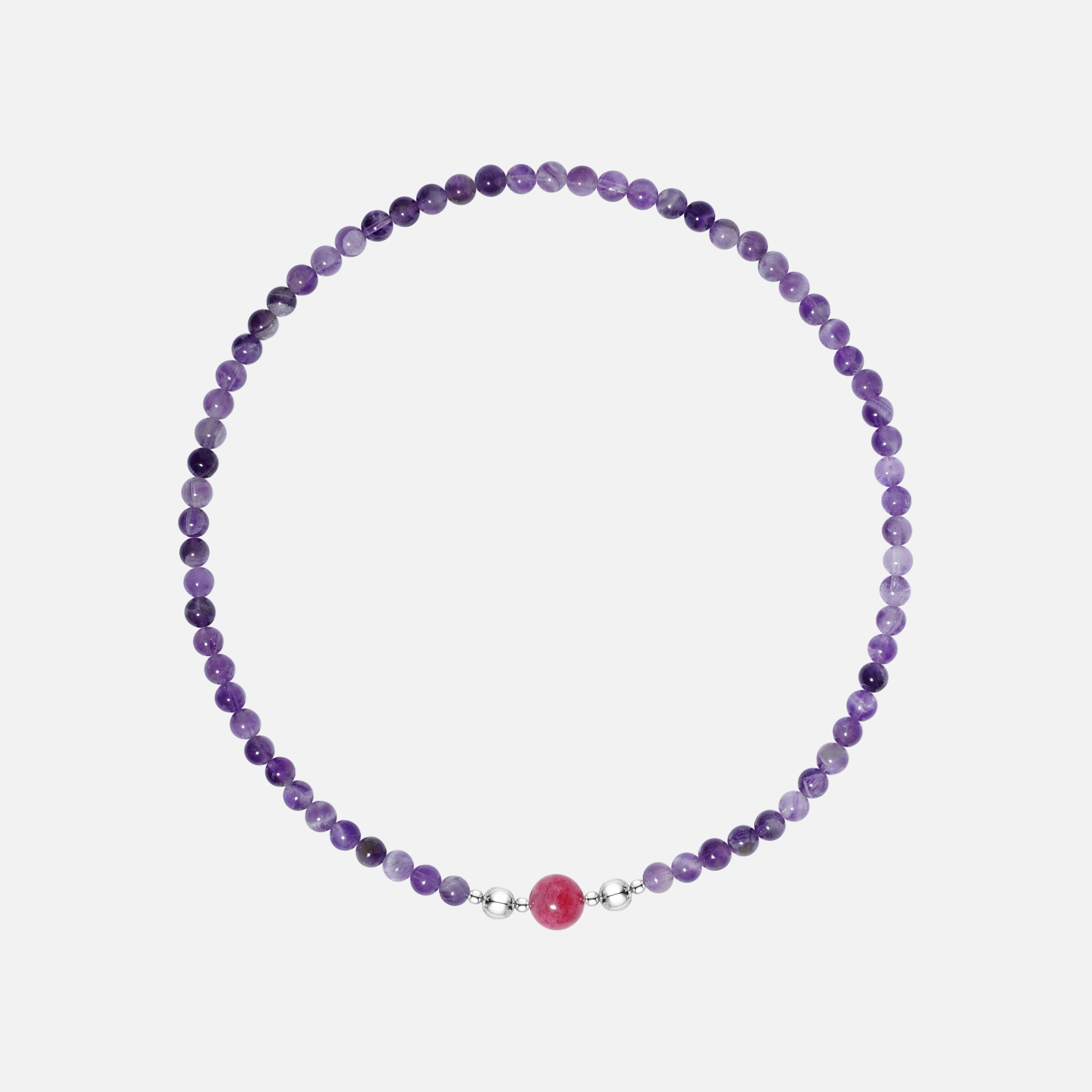 Amethyst Necklace & Rhodonite Charm