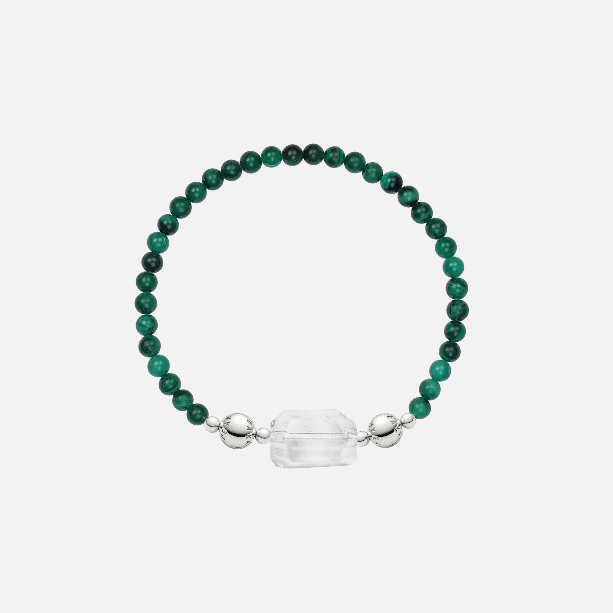Clear Quartz Charm & Malachite Bracelet