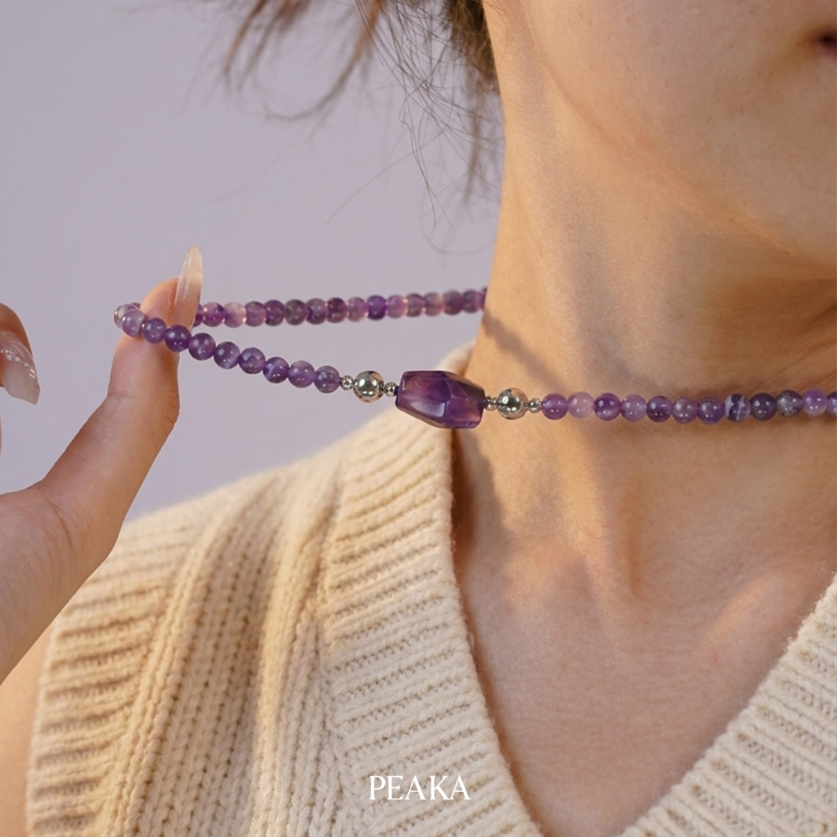 Deep Amethyst Charm & Amethyst Necklace