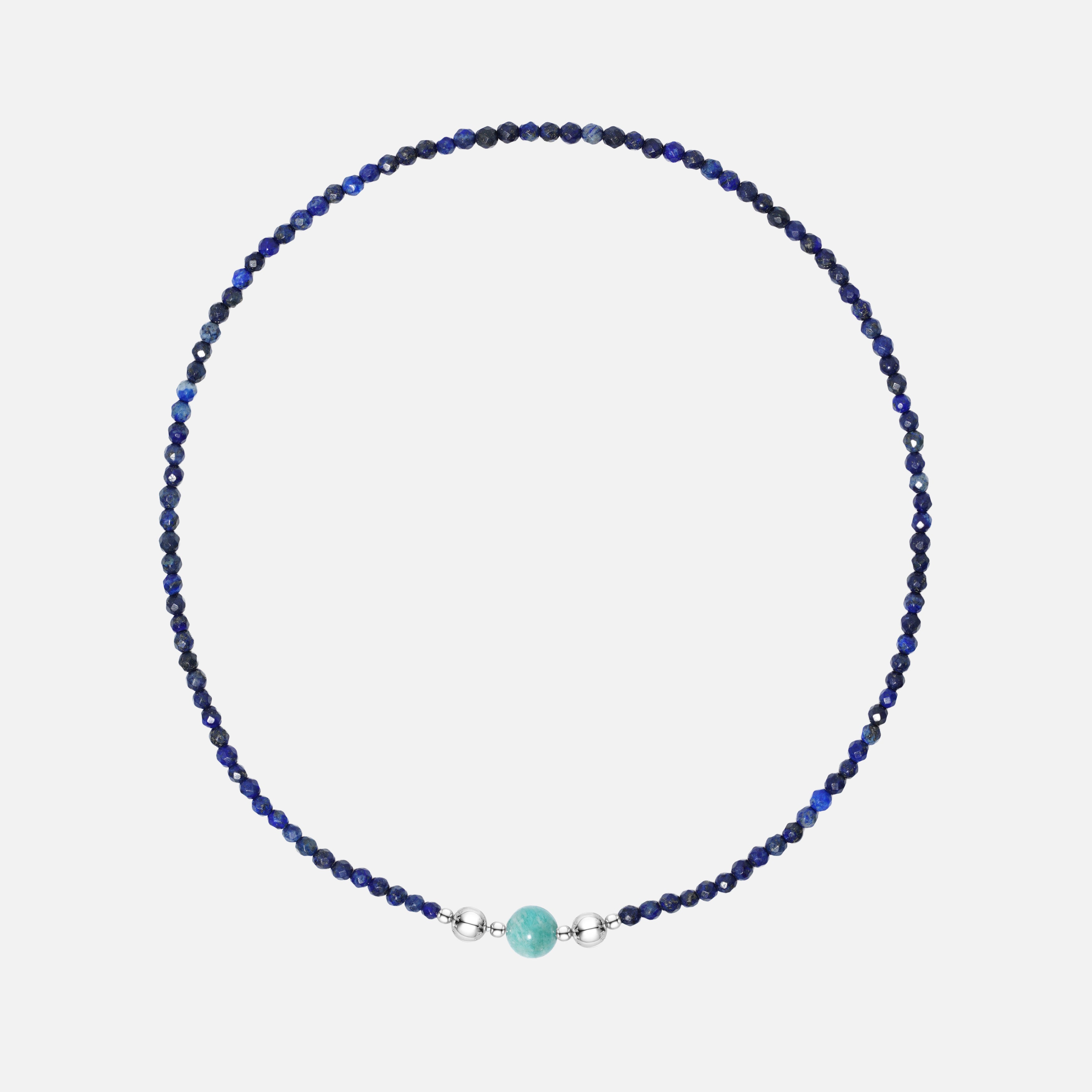Lapis Lazuli Necklace with Amazonite Charm