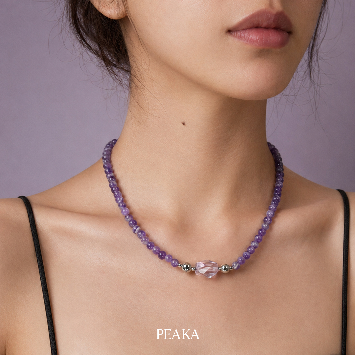 Bright Amethyst Charm & Amethyst Necklace